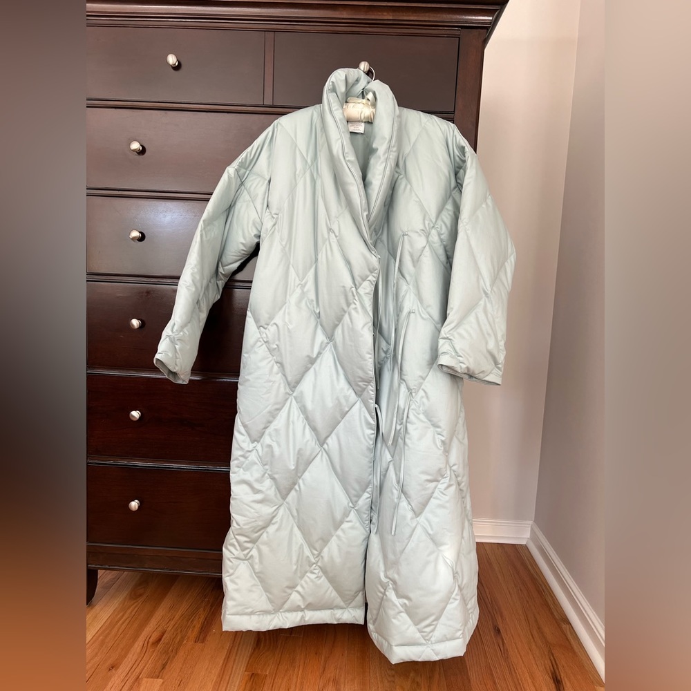 NWOT Down Robe from The Company Store in Cloud Blue, Size S
